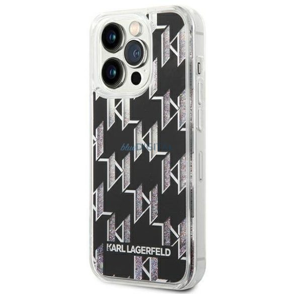 Karl Lagerfeld KLHCP14LLMNMK iPhone 14 Pro 6,1" keménytok fekete Folyékony csillogó monogram