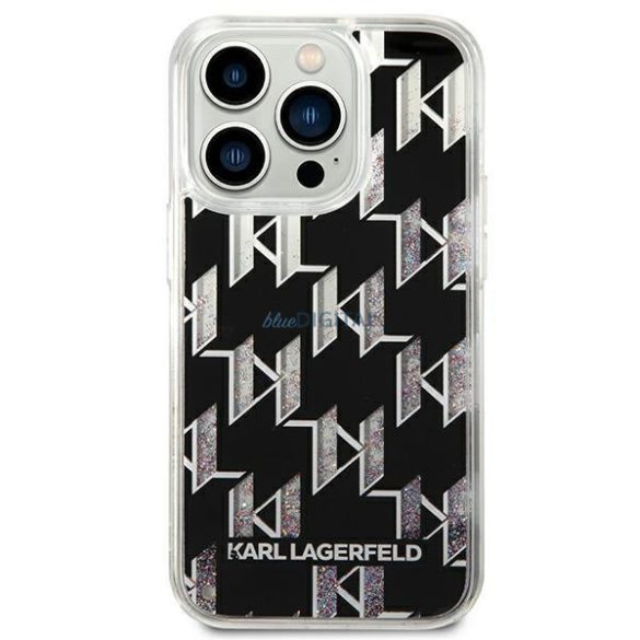 Karl Lagerfeld KLHCP14LLMNMK iPhone 14 Pro 6,1" keménytok fekete Folyékony csillogó monogram