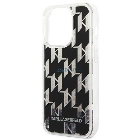 Karl Lagerfeld KLHCP14LLMNMK iPhone 14 Pro 6,1" keménytok fekete Folyékony csillogó monogram