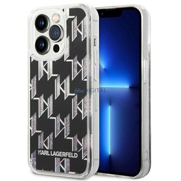 Karl Lagerfeld KLHCP14XLMNMK iPhone 14 Pro Max 6.7" keménytok fekete Folyékony csillogó monogram