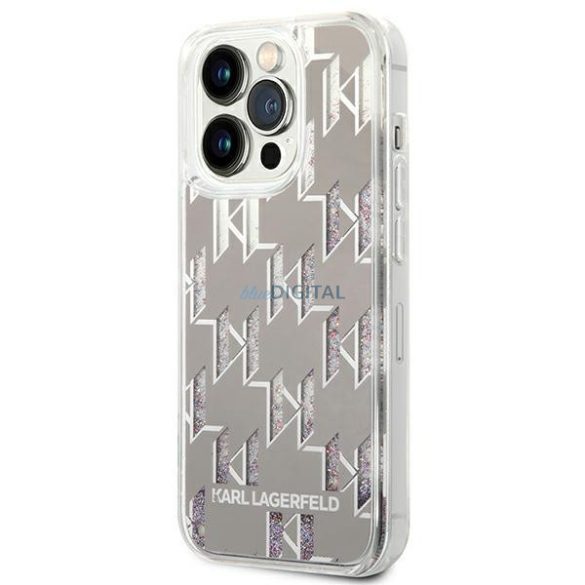 Karl Lagerfeld KLHCP14LLMNMS iPhone 14 Pro 6,1" keménytok ezüst Liquid Glitter Monogram