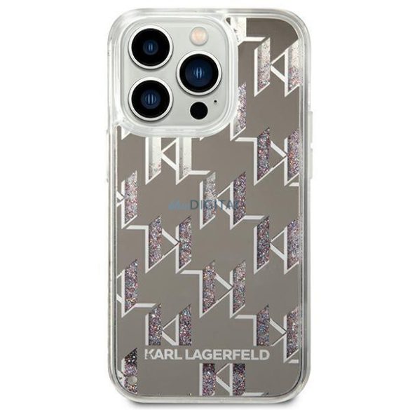 Karl Lagerfeld KLHCP14LLMNMS iPhone 14 Pro 6,1" keménytok ezüst Liquid Glitter Monogram