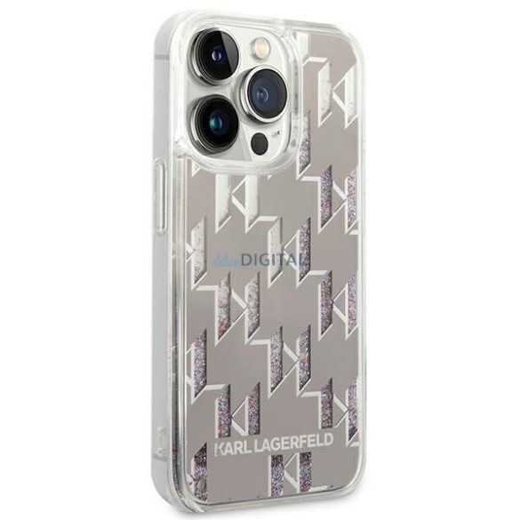 Karl Lagerfeld KLHCP14XLMNMS iPhone 14 Pro Max 6.7" keménytok Folyékony csillogó monogram ezüst