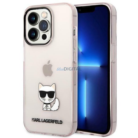 Karl Lagerfeld KLHCP14XCTTRI iPhone 14 Pro Max 6.7 "keménytok rózsaszín átlátszó Choupette test