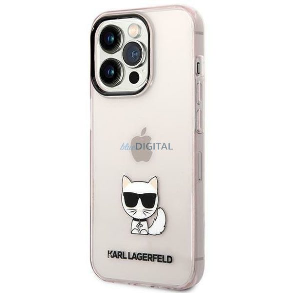 Karl Lagerfeld KLHCP14XCTTRI iPhone 14 Pro Max 6.7 "keménytok rózsaszín átlátszó Choupette test