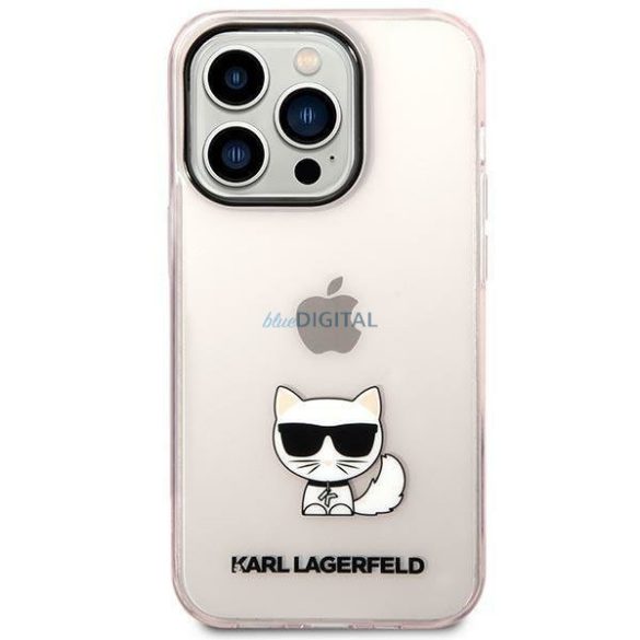 Karl Lagerfeld KLHCP14XCTTRI iPhone 14 Pro Max 6.7 "keménytok rózsaszín átlátszó Choupette test