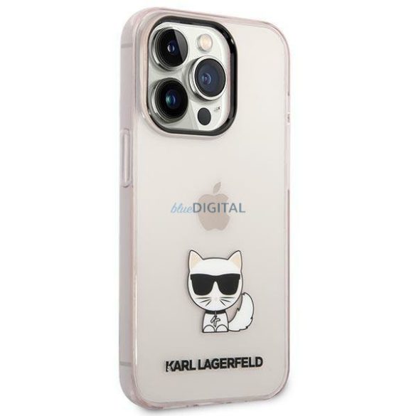 Karl Lagerfeld KLHCP14XCTTRI iPhone 14 Pro Max 6.7 "keménytok rózsaszín átlátszó Choupette test