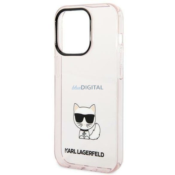 Karl Lagerfeld KLHCP14XCTTRI iPhone 14 Pro Max 6.7 "keménytok rózsaszín átlátszó Choupette test