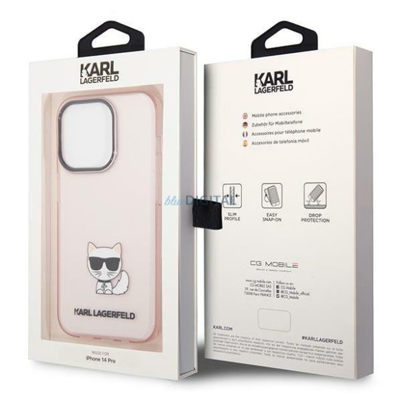 Karl Lagerfeld KLHCP14XCTTRI iPhone 14 Pro Max 6.7 "keménytok rózsaszín átlátszó Choupette test