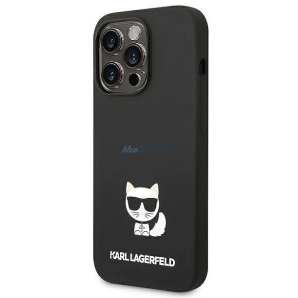 Karl Lagerfeld KLHCP14XSLCTBK iPhone 14 Pro Max 6.7" keménytok fekete szilikon Choupette test