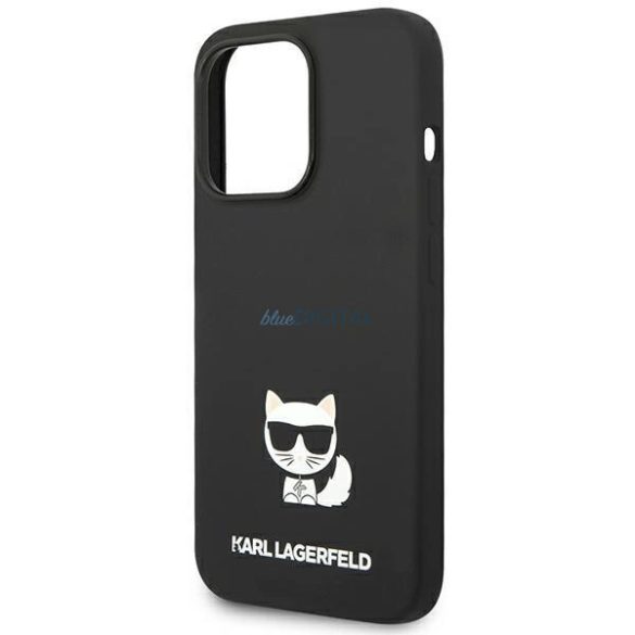 Karl Lagerfeld KLHCP14XSLCTBK iPhone 14 Pro Max 6.7" keménytok fekete szilikon Choupette test
