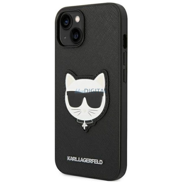 Karl Lagerfeld KLHCP14SSAPCHK iPhone 14 6,1 "keménytok fekete Saffiano Choupette Head Patch