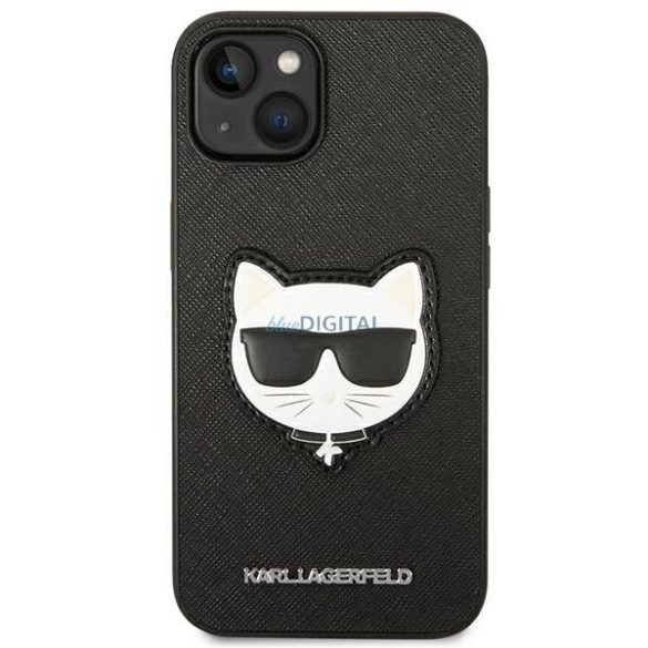 Karl Lagerfeld KLHCP14SSAPCHK iPhone 14 6,1 "keménytok fekete Saffiano Choupette Head Patch