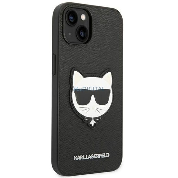 Karl Lagerfeld KLHCP14SSAPCHK iPhone 14 6,1 "keménytok fekete Saffiano Choupette Head Patch