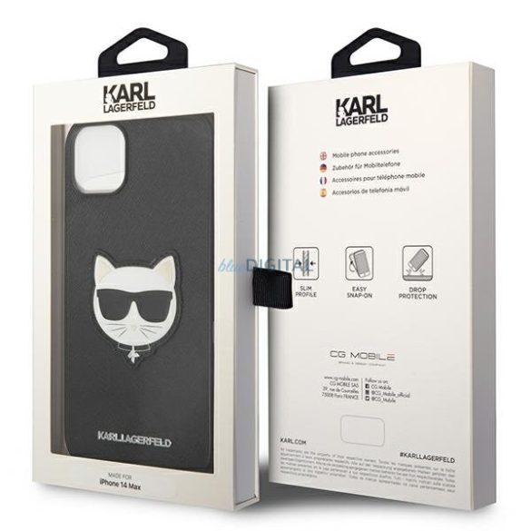 Karl Lagerfeld KLHCP14MSAPCHK iPhone 14 Plus 6,7 "keménytok fekete Saffiano Choupette fejforma fekete szafiano