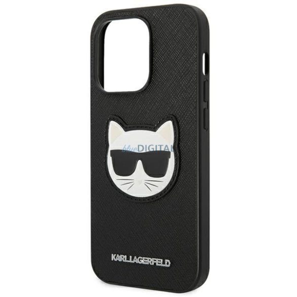 Karl Lagerfeld KLHCP14LSAPCHK iPhone 14 Pro 6,1 "keménytok fekete Saffiano Choupette Head Patch