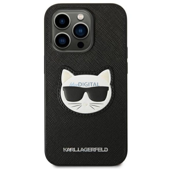 Karl Lagerfeld KLHCP14LSAPCHK iPhone 14 Pro 6,1 "keménytok fekete Saffiano Choupette Head Patch