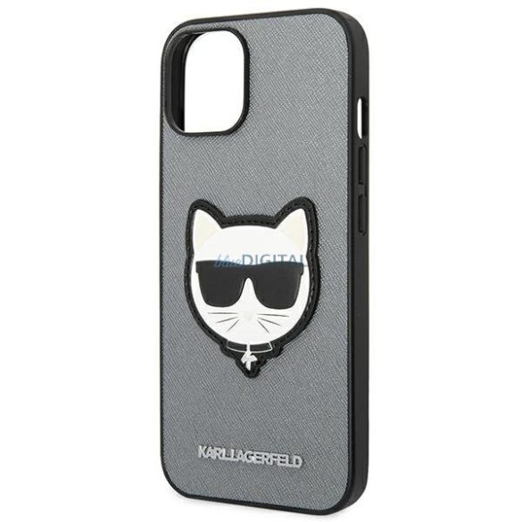 Karl Lagerfeld KLHCP14SSAPCHG iPhone 14 6.1 "keménytok ezüst szafián Choupette fejforma ezüst