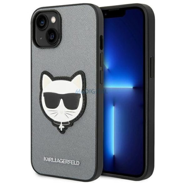 Karl Lagerfeld KLHCP14MSAPCHG iPhone 14 Plus 6.7 "keménytok ezüst Saffiano Choupette fejforma ezüst