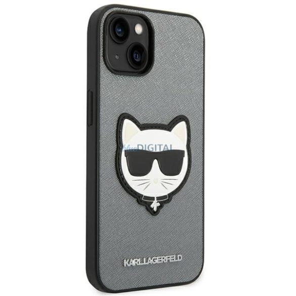 Karl Lagerfeld KLHCP14MSAPCHG iPhone 14 Plus 6.7 "keménytok ezüst Saffiano Choupette fejforma ezüst