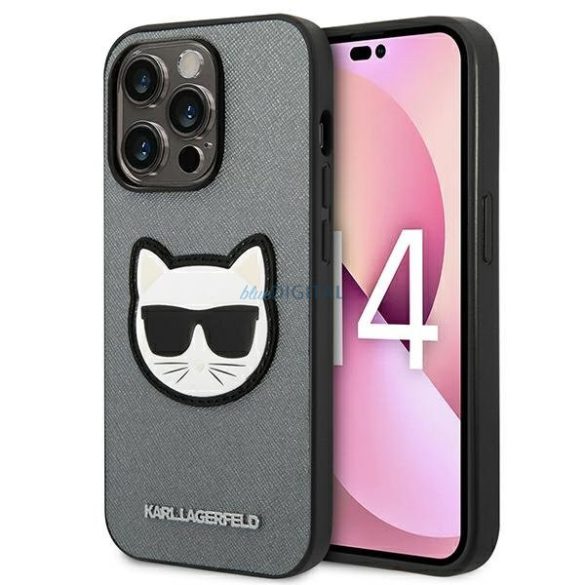 Karl Lagerfeld KLHCP14LSAPCHG iPhone 14 Pro 6.1 "keménytok ezüst Saffiano Choupette fejforma ezüst