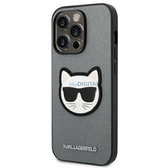 Karl Lagerfeld KLHCP14LSAPCHG iPhone 14 Pro 6.1 "keménytok ezüst Saffiano Choupette fejforma ezüst