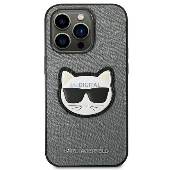 Karl Lagerfeld KLHCP14LSAPCHG iPhone 14 Pro 6.1 "keménytok ezüst Saffiano Choupette fejforma ezüst