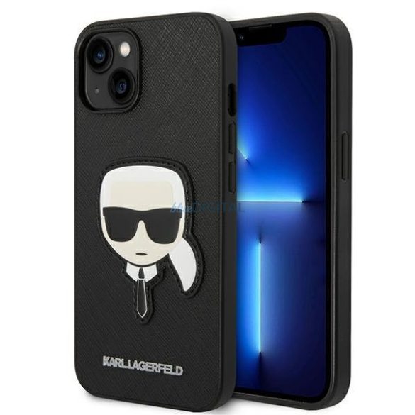 Karl Lagerfeld KLHCP14MSAPKHK iPhone 14 Plus 6,7 "fekete keménytokos Saffiano Karl's Head Patch Saffiano Karl fejforma