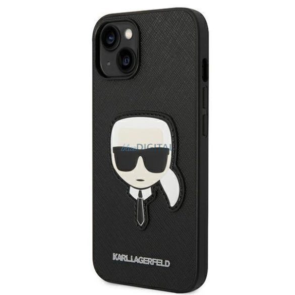 Karl Lagerfeld KLHCP14MSAPKHK iPhone 14 Plus 6,7 "fekete keménytokos Saffiano Karl's Head Patch Saffiano Karl fejforma