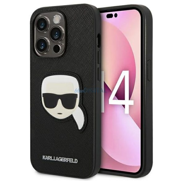 Karl Lagerfeld KLHCP14LSAPKHK iPhone 14 Pro 6.1 "fekete keménytok Saffiano Karl fejformaos keménytok