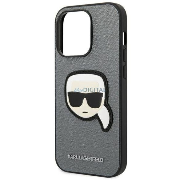 Karl Lagerfeld KLHCP14LSAPKHG iPhone 14 Pro 6.1 "ezüst keménytok Saffiano Karl's Head Patch