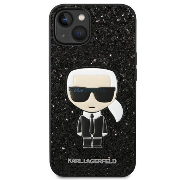Karl Lagerfeld KLHCP14MGFKPK iPhone 14 Plus 6,7" keménytok fekete csillámpelyhek Ikonik