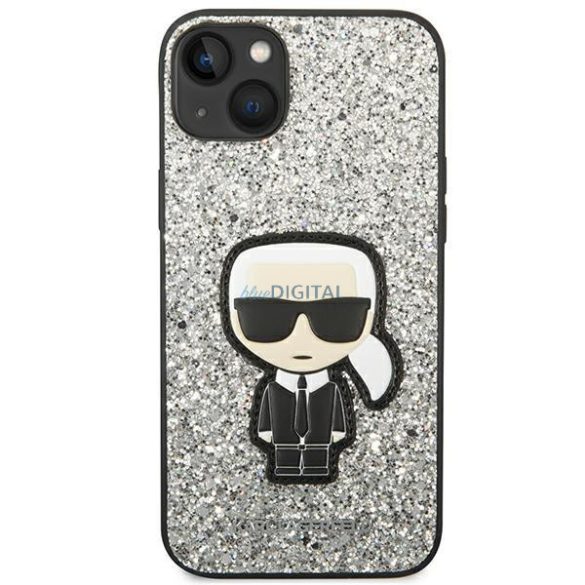 Karl Lagerfeld KLHCP14SGFKPG iPhone 14 6.1 "keménytok ezüst csillámpelyhek Ikonik