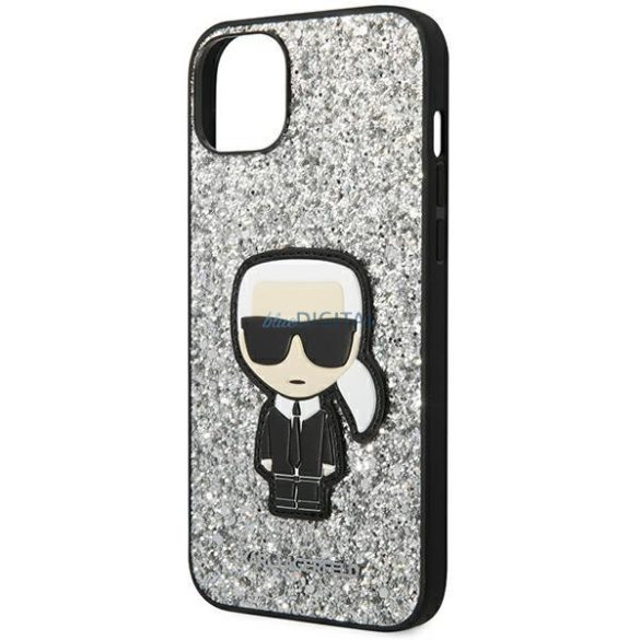 Karl Lagerfeld KLHCP14SGFKPG iPhone 14 6.1 "keménytok ezüst csillámpelyhek Ikonik