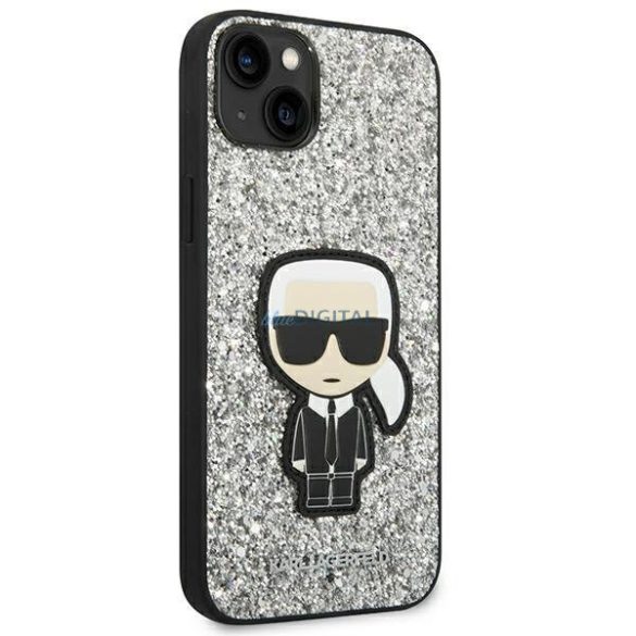 Karl Lagerfeld KLHCP14MGFKPG iPhone 14 Plus 6,7" keménytok ezüst csillámpelyhek Ikonik