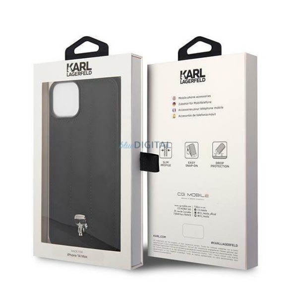 Karl Lagerfeld KLHCP14SPSQPK iPhone 14 6,1" kemény tok fekete/fekete Puffy Ikonik Pin