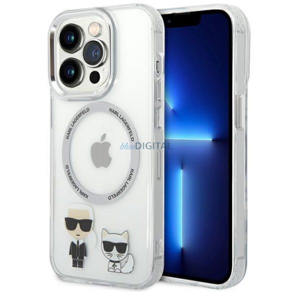 Karl Lagerfeld KLHMP14XHKCT iPhone 14 Pro Max 6.7" keménytok átlátszó Karl & Choupette alumínium Magsafe