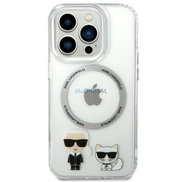 Karl Lagerfeld KLHMP14XHKCT iPhone 14 Pro Max 6.7" keménytok átlátszó Karl & Choupette alumínium Magsafe