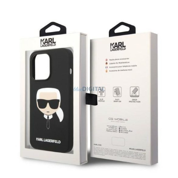 Karl Lagerfeld KLHMP14LSLKHBK iPhone 14 Pro 6,1" keménytok fekete szilikon Karl's Head Magsafe szilikon