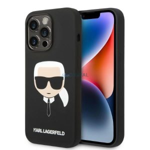 Karl Lagerfeld KLHMP14XSLKHBK iPhone 14 Pro Max 6,7" keménytok fekete szilikon Karl's Head Magsafe