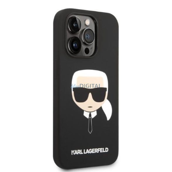 Karl Lagerfeld KLHMP14XSLKHBK iPhone 14 Pro Max 6,7" keménytok fekete szilikon Karl's Head Magsafe