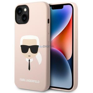 Karl Lagerfeld KLHMP14SSLKHLP iPhone 14 6.1 "keménytok világos rózsaszín szilikon Karl's Head Magsafe