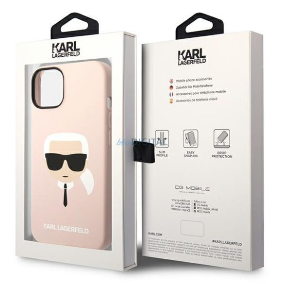 Karl Lagerfeld KLHMP14SSLKHLP iPhone 14 6.1 "keménytok világos rózsaszín szilikon Karl's Head Magsafe