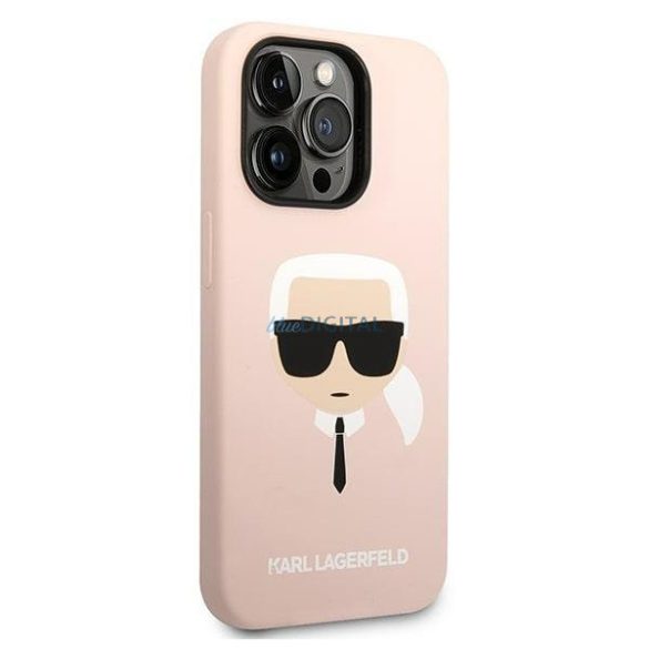 Karl Lagerfeld KLHMP14LSLKHLP iPhone 14 Pro 6,1" keménytok világos rózsaszín szilikon Karl's Head Magsafe