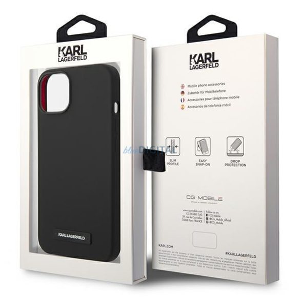 Karl Lagerfeld KLHMP14SSLMP1K iPhone 14 6,1" keménytok fekete Szilikon plakett Magsafe