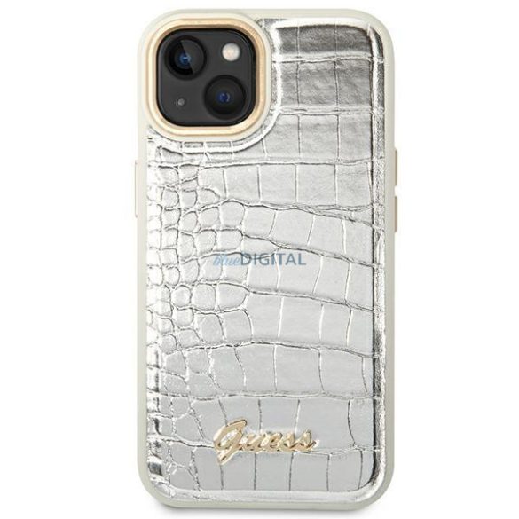 Guess GUHCP14SHGCRHS iPhone 14 6.1 "ezüst keménytokos Croco kollekció