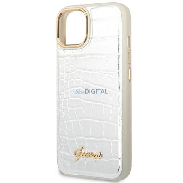 Guess GUHCP14SHGCRHS iPhone 14 6.1 "ezüst keménytokos Croco kollekció