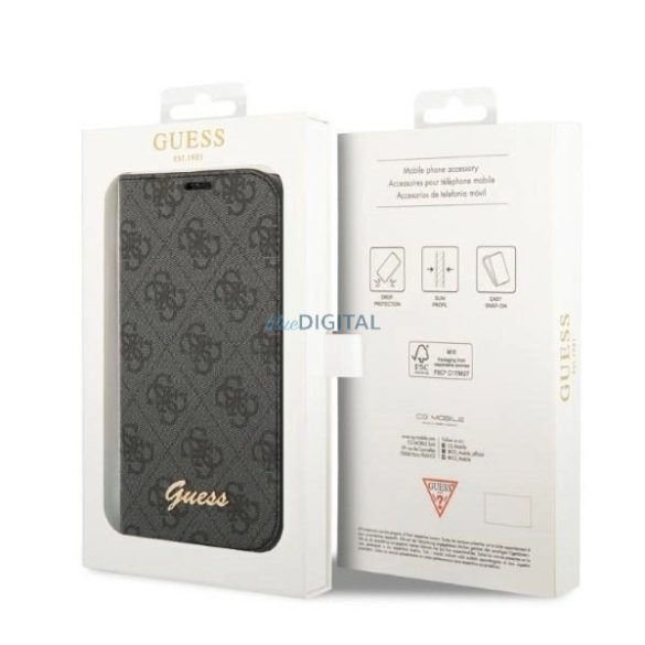 Guess GUBKP14XHG4SHK 4G Vintage Gold Logo könyvtok iPhone 14 Pro Max - fekete