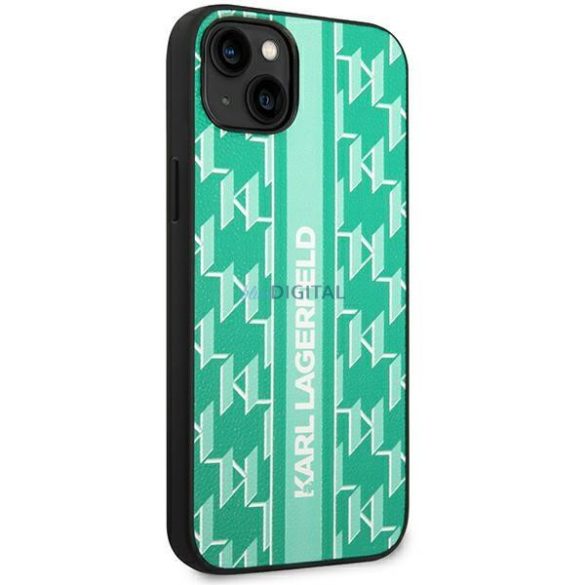 Karl Lagerfeld KLHCP14MPGKLSKN iPhone 14 Plus 6,7" keménytok zöld Monogram csíkos iPhone 14 Plus 6,7" zöld Monogram csíkos