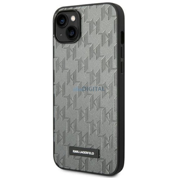 Karl Lagerfeld KLHCP14MSAKLHPG iPhone 14 Plus 6,7" keménytok szürke szafiano mono fém logóval